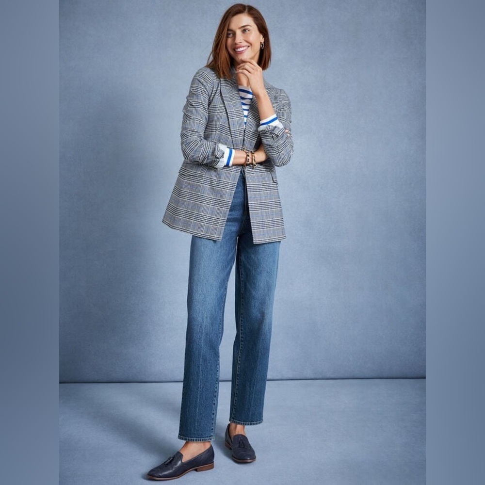 Talbots Glen Plaid Double Breasted Blazer Size 4 Petite